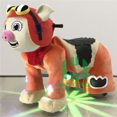 The Pig With The Goggles Scooter Electric Walking Animal Ride for Kids Plush Animal Ride On Toy for Playground