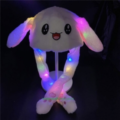 Cute Plush Bunny Headband Cap LED Glowing Plush Moving Jumping Ear Cap