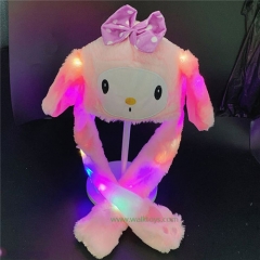 Cute Plush Bunny Headband Cap LED Glowing Plush Moving Jumping Ear Cap