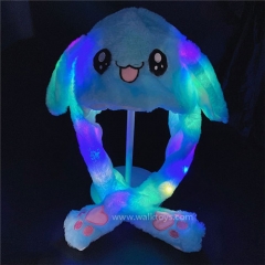 Cute Plush Bunny Headband Cap LED Glowing Plush Moving Jumping Ear Cap