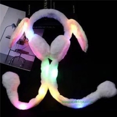 Cute Plush Bunny Headband Cap LED Glowing Plush Moving Jumping Ear Cap