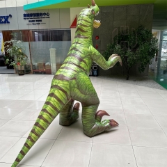 Realistic green tall thin dinosaur costume nylon smooth material custom inflatable dinosaur mascot costume