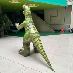 Realistic green tall thin dinosaur costume nylon smooth material custom inflatable dinosaur mascot costume
