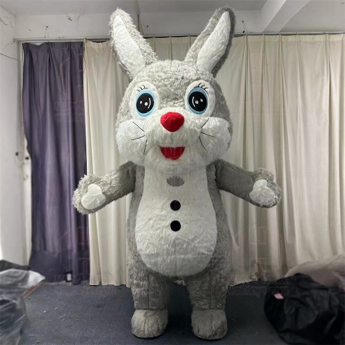 Funny adult Grey Rabbit Inflatable Mascot Costume Bunny mascot for sale