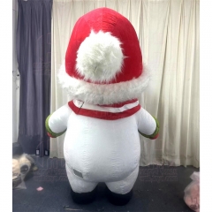 Inflatable Snowman Santa Claus Long Plush Mascot Costume for Adult Christmas Dress for Advertising Activity