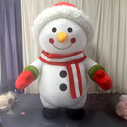 Inflatable Snowman Santa Claus Long Plush Mascot Costume for Adult Christmas Dress for Advertising Activity