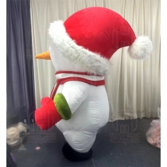 Inflatable Snowman Santa Claus Long Plush Mascot Costume for Adult Christmas Dress for Advertising Activity