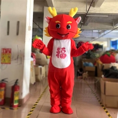 Happy Island 2024 Chinese new year costume dragon mascot costume with Tang suit