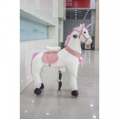 Children baby mechanical riding horse toy plush ride on walking unicorn toy