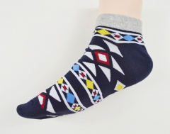 Ethnic Pattern Cotton Anklet Socks
