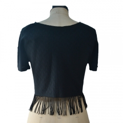 Fringed Seamless Warp Knit Tee