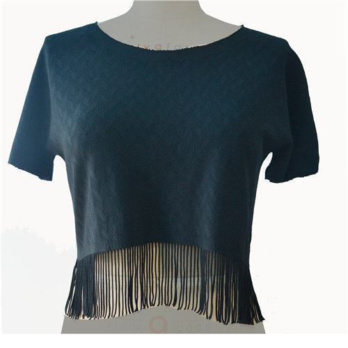 Fringed Seamless Warp Knit Tee