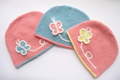 Hand-Knit Baby Girl Butterfly Beanie
