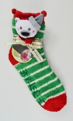 Christmas Fleece Socks with Toy Head