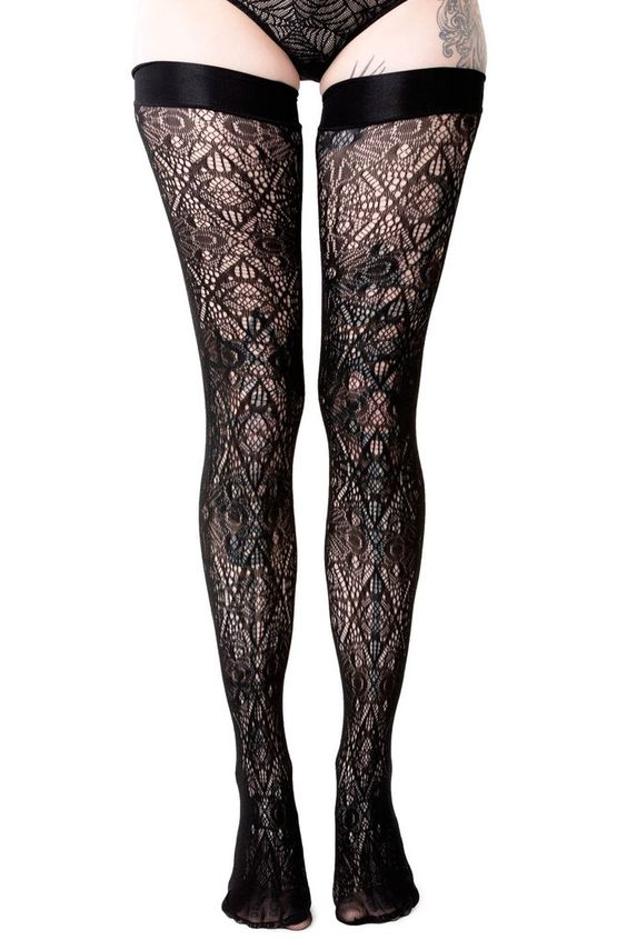 Killstar Carved Up Slashed Punk Goth Sexy Ripped Stockings Tights Black at   Women's Clothing store