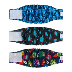 3pcs Washable Belly Bands for Male Dogs -- Dinosaur&Shark