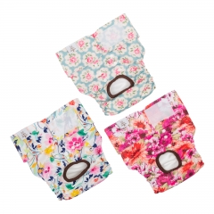 3 Pack Floral Print Reusable Diapers for Female Dog