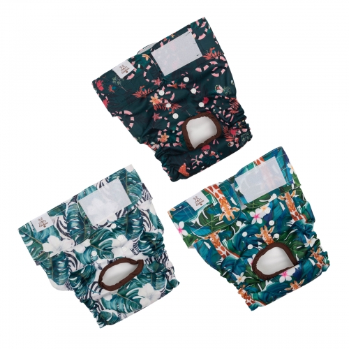 3 Pack Jungle Series Female Dog Diapers- 4#Floral