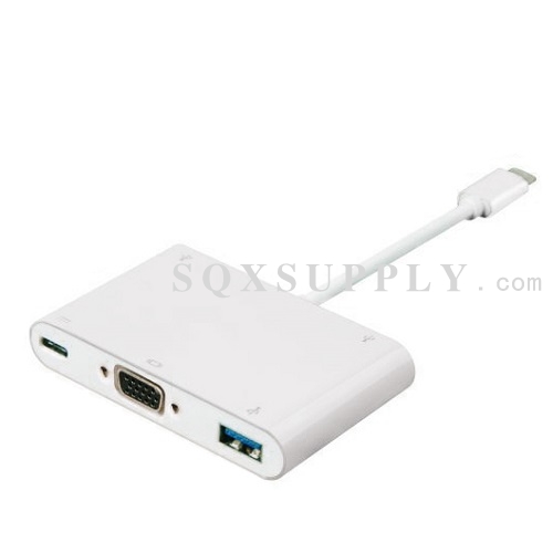 USB 3.1 Type-C to VGA /USB 3.0/Type C Adapter Converter for The New Macbook 12'' Laptop,Google New Chromebook Pixel and Other USB 3.1 Type C Devices