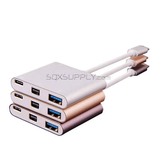 USB 3.1 Type-C/M to USB 3.1 Type-C/F + Mini DP/F + 3*USB2.0/F Adapter (DP Mode)