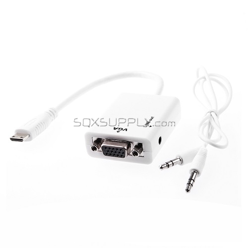 Mini HDMI/(M) to VGA/(F) + Audio Adapter (Length: 22CM)