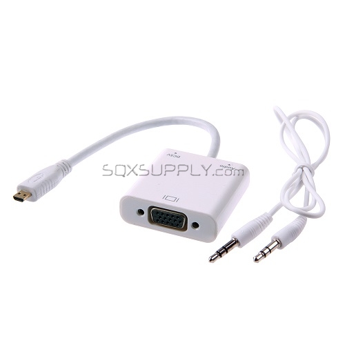 Micro HDMI/(M) to VGA/(F) + Audio Adapter (Length: 22CM)