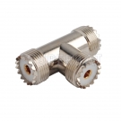 T type UHF Jack Female to 2 double couple UHF Jack Female Adapter