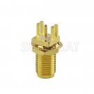 SMA Female Bulkhead Edge PCB Mount Straight Connector