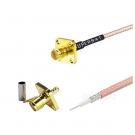 RP SMA female Adapter Cable with 4 holes flange solder connector