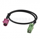 Fakra male "H" to AVIC green female pigtail cable RG174 for GPS Antenna