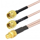RP-SMA BulkHead Jack to SMA Straight Plug to SMA Straight Plug RG316 15cm