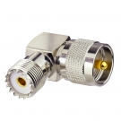 UHF Jack Female to UHF Plug Male Adapter Right Angle