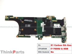 New/Original Lenovo ThinkPad X1 Carbon 5th Gen 14.0" intel i7-7600U 8GB Motherboard 01AY072