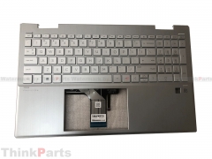 New/Original HP Pavilion x360 15-ER 15.6" Palmrest Bezel with Fingerpint US Backlit Keyboard Silver M45130-001