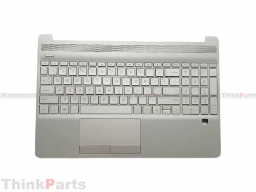 New/Original HP 15-DW 15S-DU TPN-C139 15.6" Palmrest Bezel US Non backlit Keyboard With Fingerprint Silver L52155-001