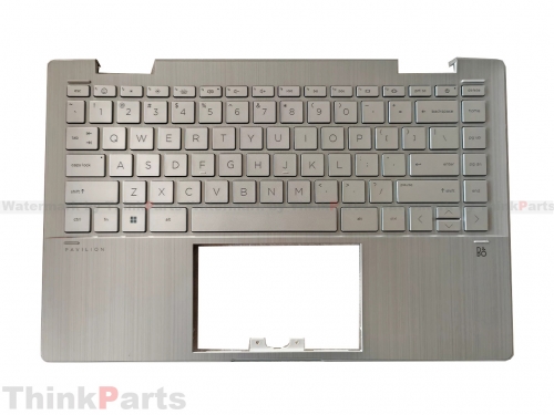 New/Original HP Pavilion x360 14-EK Palmrest Keyboard Bezel US Backlit NFP N09604-001 Silver