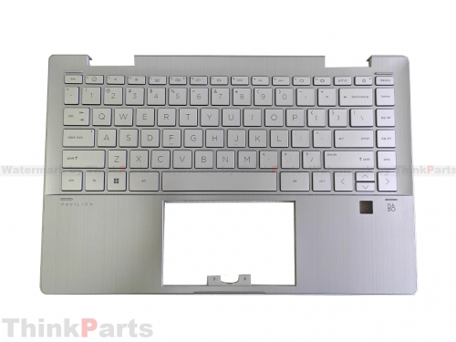 New/Original HP Pavilion x360 14-EK Palmrest Keyboard Bezel US Backlit FingerPrint N09603-001 Silver