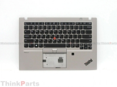 New/Original Lenovo ThinkPad T14s Palmrest Keyboard Bezel US Backlit Silver with Fingerprint Hole 5M10Z41573
