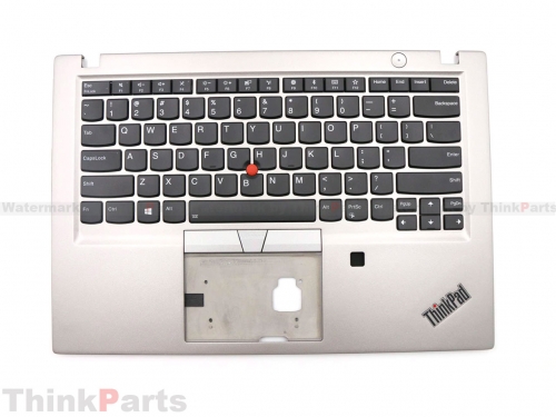 New/Original Lenovo ThinkPad T490S T495S Palmrest Keyboard Bezel US Backlit with Fingerprint Hole Silver 02HM388