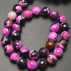 6mm 8mm 10mm Half Black Half Red Faceted Fire Agate Stone Round Loose Beads