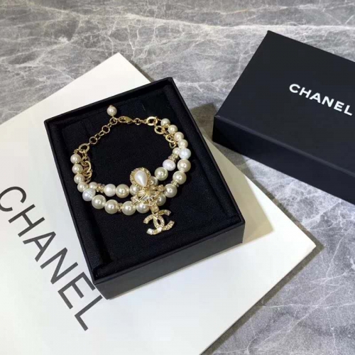 Chanel Glaze Pearl 2 Strands Pearl Bracelet Fashion Costume Jewelry