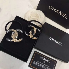 Chanel Acrylic Round Plate Elastic Hair Rope