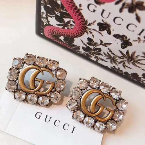 Gucci Crystal Brass Round Stud Earring