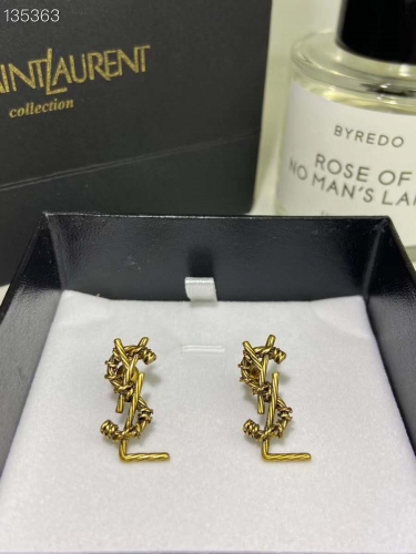 YSL Cute Small Bronze-coloured Letter Stud Earring