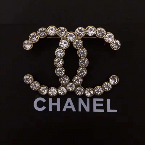 Chanel Double C Brooch Strass Gold Crystal