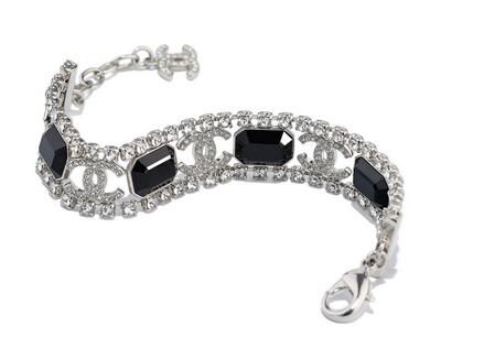 Chanel Bracelet Strass Silver  Crystal Black