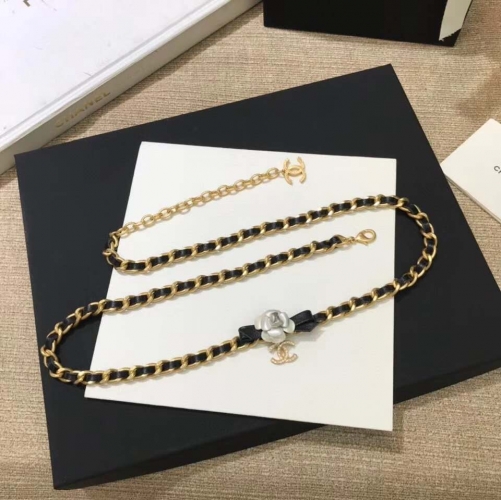 Métiers d'art 2019/20 Chanel Camellia Calfskin Waist Belt Metal, calfskin & diamanté Gold, Pearly White, Black & Crystal