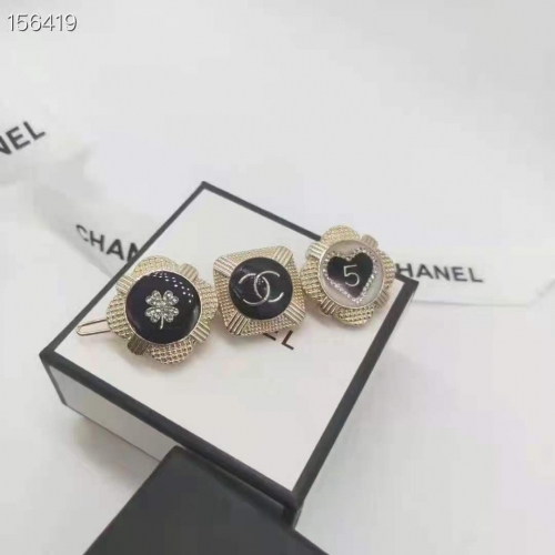 Chanel Enamel Hairclip Black Yellow Gold No.5