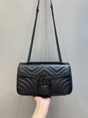 Gucci Marmont small shoulder bag black flap closure chain strap