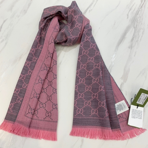 Thin Soft Gucci Cashmere Wool Shawl Scarf Double-sided Jacquard GG Interlocking G Pattern Top BOUTIQUE Quality